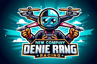 design speed drone racing concept mascot logo with express delivery