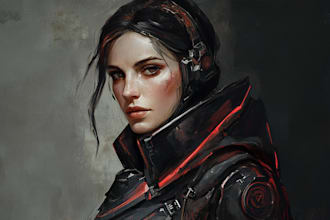 design stunning sci fi, cyberpunk, portrait art