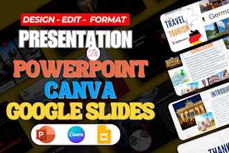 redesign powerpoint presentation, design canva slides, keynote, google slides