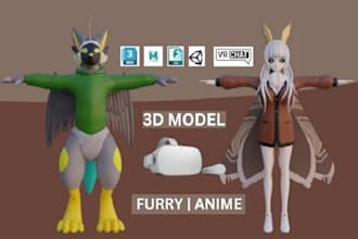 edit, optimized, upload custom vrchat avatar,3d furry model, vrchat avatar anime
