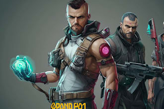 design cyberpunk and fantasy character splash art
