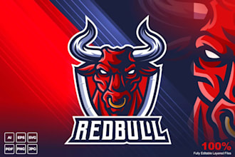 do creative mascot bull gaming logo