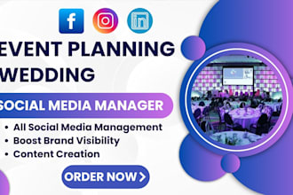 be your event planner, wedding, social media marketing manager content creator