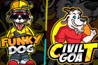 make steampunk dog mascot logo design with company