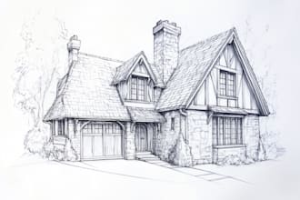 draw a detailed sketch of a house or building
