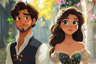draw you a beautiful portrait in disney cartoon style