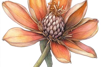draw botanical illustrations of flowers, plants, line art