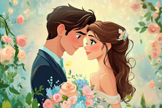 design custom disney couple style character cartoon