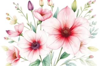 draw botanical illustrations of flowers, plants, line art