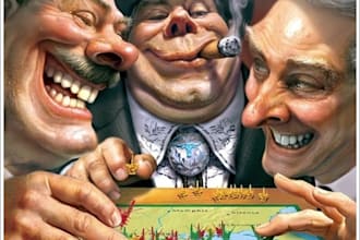do a political caricature and cartoon