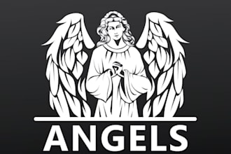 design blessed angels mascot logo with express delivery