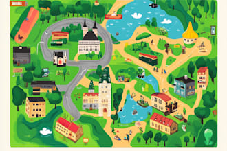 create vector map, city map, site map, event map in illustrator