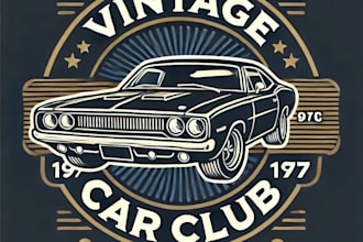 custom modern vintage car club logo