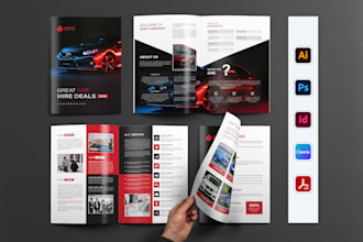 design professional automobile detailing car rental brochure template