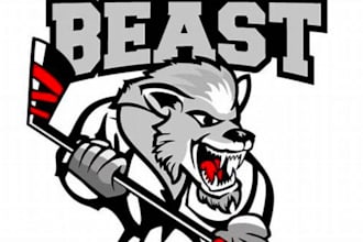 do make beast mascot logo werewolf sticker design with company