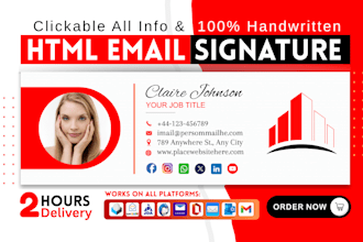 make html email signature, clickable html email signature, outlook signature