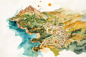make custom watercolor wedding map
