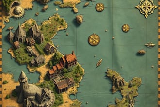 make fantasy map illustration for dnd, novels, games, maps and cities and etc