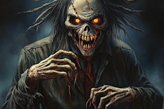 various character drawings from horror, science fiction, and fantasy