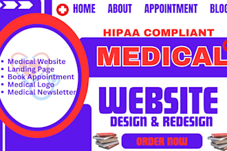 design professional medical dental website with hipaa and SEO