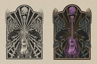 design a custom vintage engraving dark art illustration