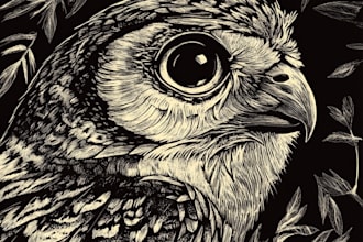 draw your portrait photo in linocut style