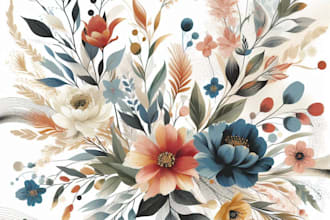 make  your watercolor flora pattern design