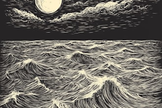 draw a custom portrait in linocut style