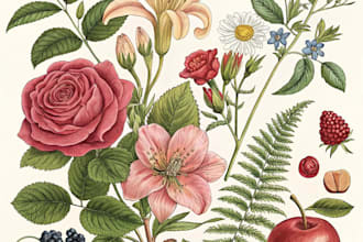 create a botanical watercolor illustration, floral drawing
