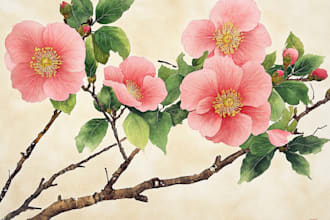 create a botanical watercolor illustration, floral drawing