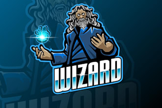 vintage wizard logo design retro