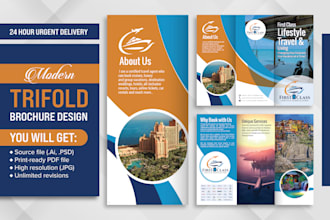 create modern trifold brochure design in 24 hours