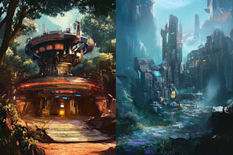 create any environment concept art and backgrounds