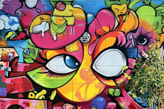 draw any graffiti mural wall art or banner