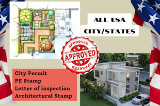 stamp architecture plan mep for florida, ca, texas, city permit drawing pe stamp