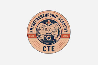 design a retro vintage tech education elearning logo