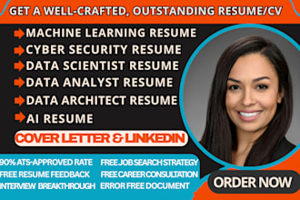 write machine learning resume, data scientist, cyber security, ai, tech resume