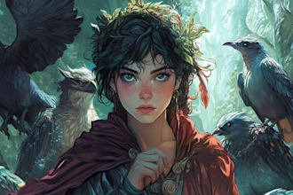 draw characters, card game, illustration artwork for you