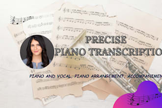 create precise piano transcription of any midi or audio to sheet music