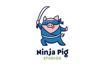 design cool funky ninja pig studio logo