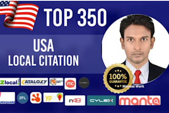 create 350 USA local citations for gmb top ranking