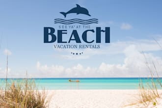 design custom barber, barbershop, beach logo