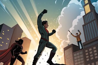 create a comic cover page design illustration