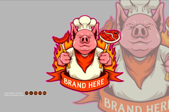 design bear beer and pink pig balloon logo