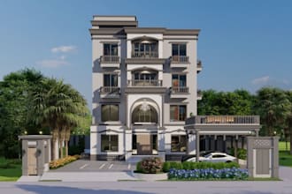 render 3d landscape exterior, facade house , 2d to 3d floor plan, masterplan