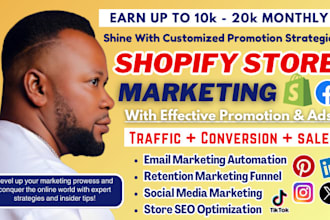promote shopify store, manage shopify marketing, do facebook ads to boost sales