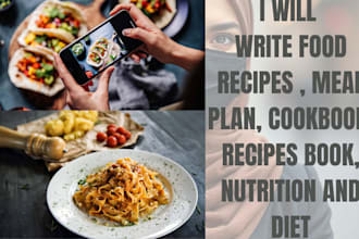write food recipes , meal plan, cookbook, recipes book, nutrition and diet
