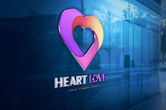 design custom barber, barbershop, heart logo
