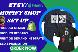 redesign etsy shopify printful printify t shirt design pod print on demand seo