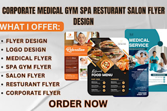 create design flyer for corporate medical gym spa real estate restaurant salon